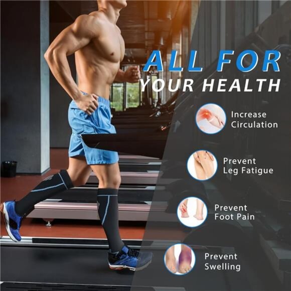 Compression Socks for Women Men Circulation Knee High 8 Pairs for Nurses - Picture 3 of 7